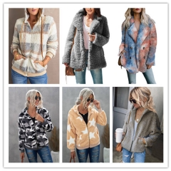 Jaquetas femininas de lã com zíper completo